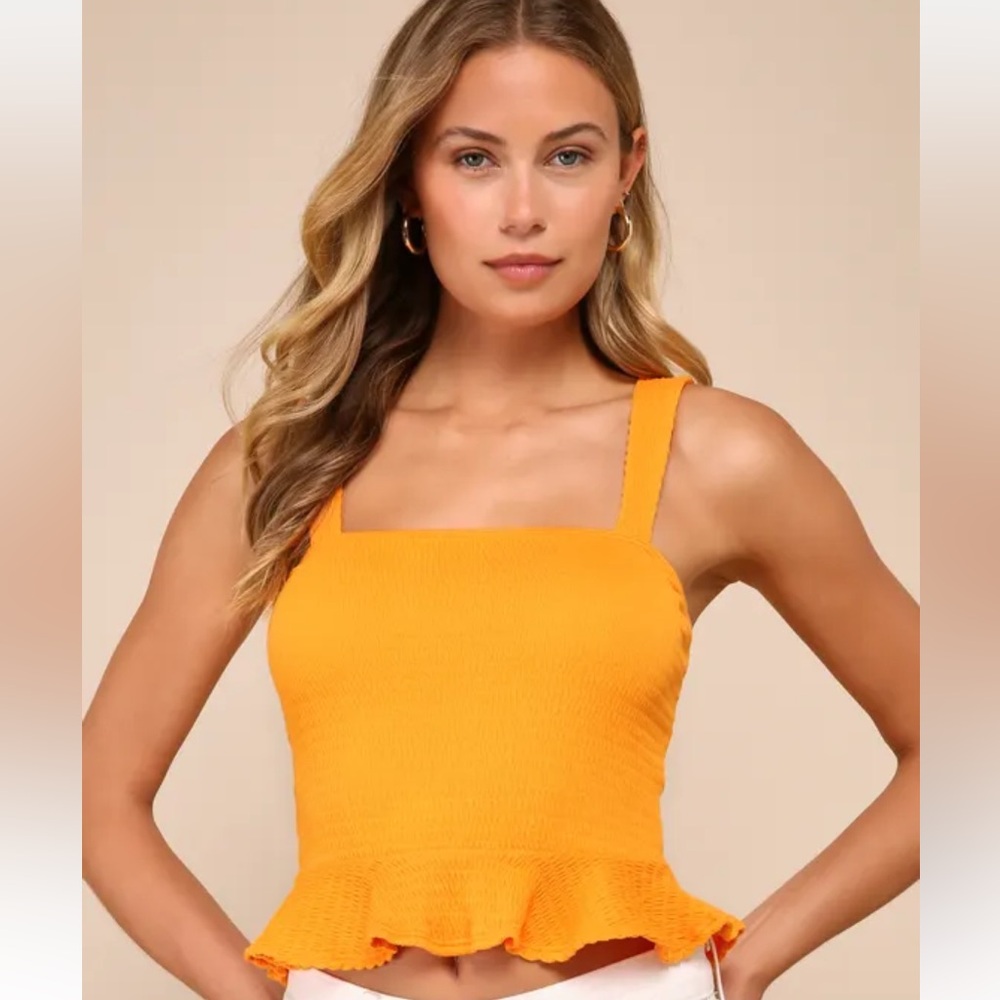 Orange Ruffle Hem Top